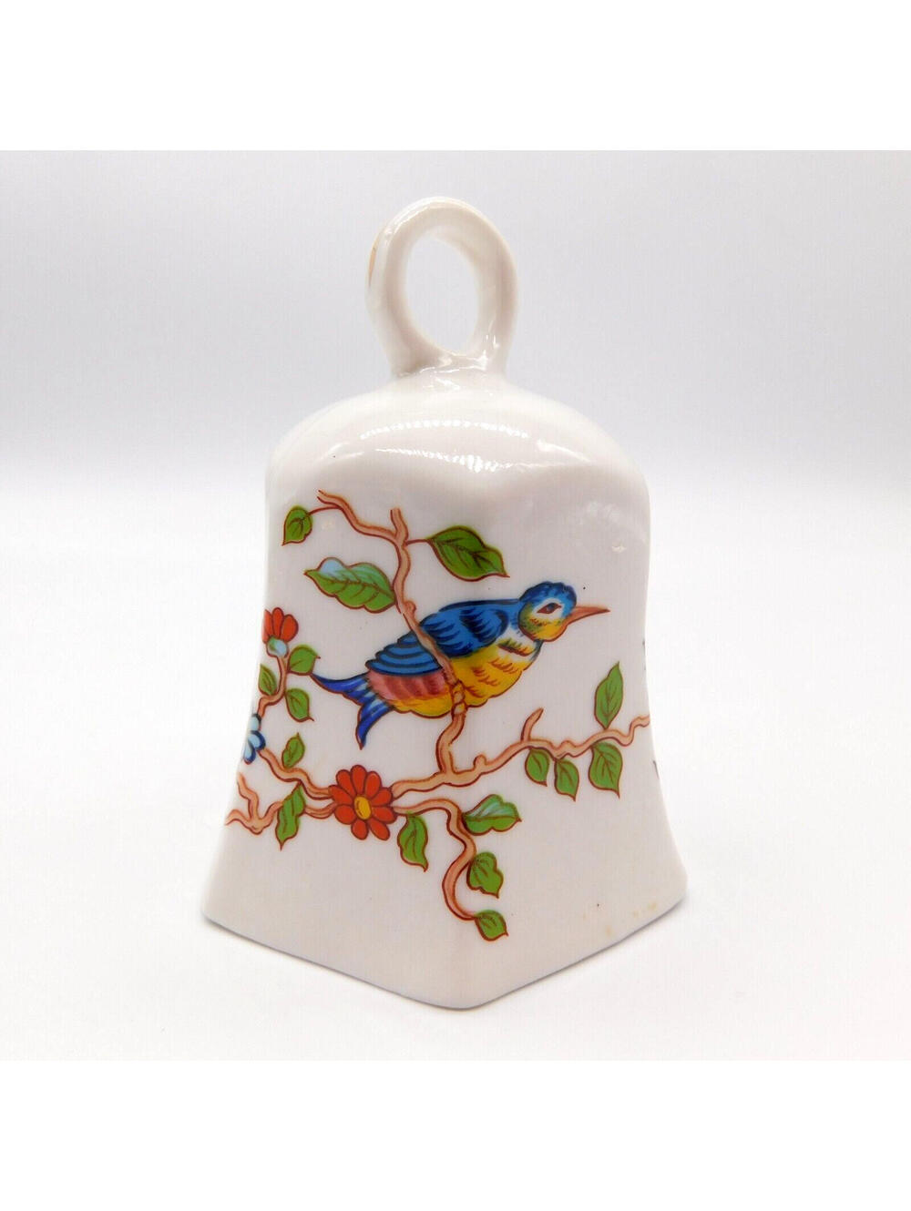 Vintage Blue Bird Floral Pattern Hexagon Brinks Bone China Bell Collectors